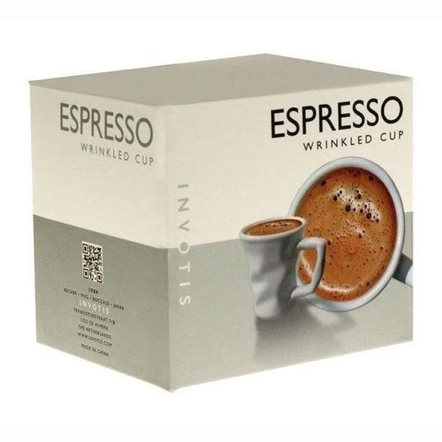 6 Tazzine da Caffè Espresso Effetto Stropicciato in Ceramica Bianca - immagine 2